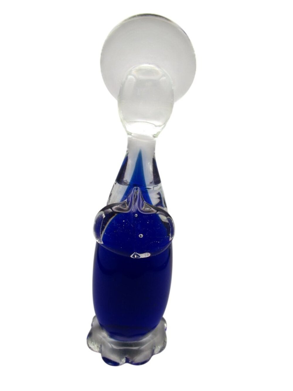 Vintage Cobalt Blue Glass Angel Praying Hands Figurine Clear Halo Unmarked